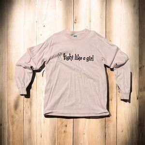Gildan Light Pink 'Fight Like a Girl' Long Sleeve Tee